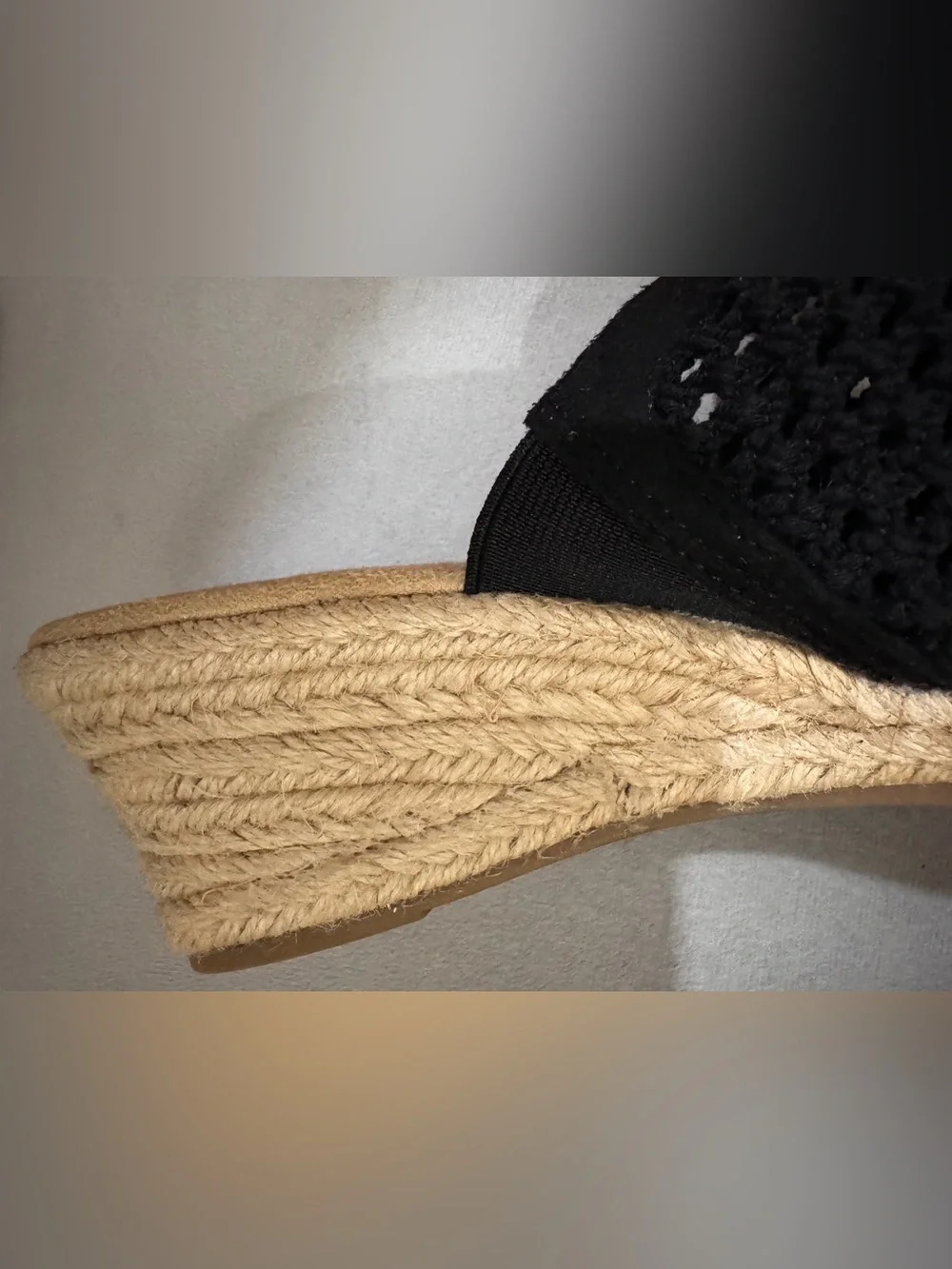 Easy Street Black Espadrille Wedge Slide Sandals